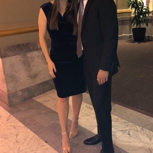 Vince Camuto Navy Dress with Cowl Neck